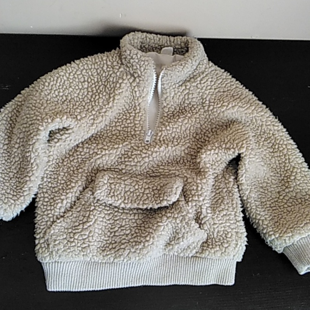 Beige Light Tan Teddy Bear Texture Pull On Sweater Size 1-2 yrs